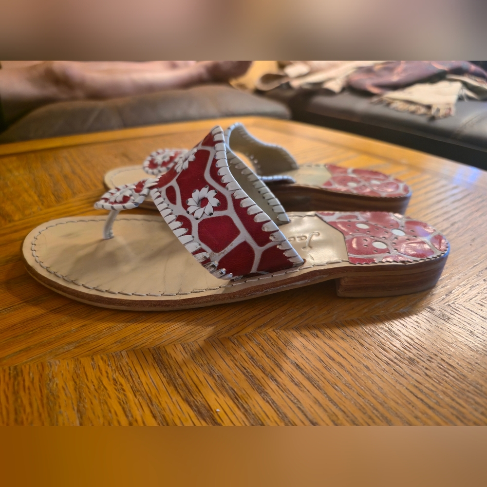 JACK ROGERS RARE GIRAFFE RED SANDALS - Picture 3 of 6